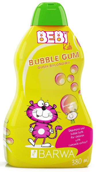 Sampon si spuma de baie 2 in 1, pentru copii,, Bubble gum, Barwa Cosmetics, 380 ml