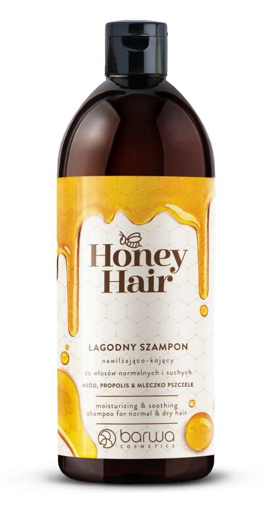 Sampon Honey Hair pentru par normal si uscat, cu laptisor de matca, miere si propolis Barwa Cosmetics  480 ml 