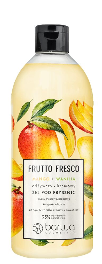 Crema de dus nutritiva Frutto Fresco, cu vanilie si mango, Barwa Cosmetics, 480 ml