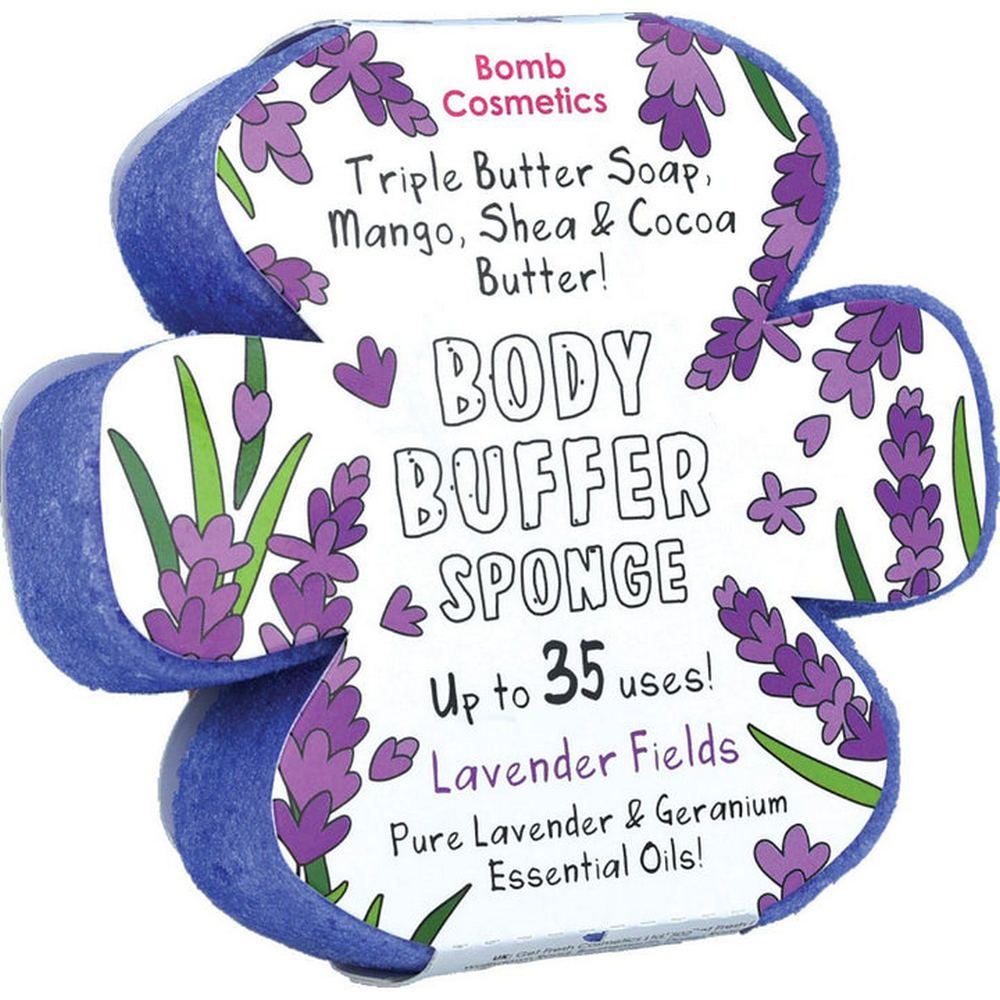 Sapun exfoliant cu burete Lavender Fields Body Buffer, Bomb Cosmetics