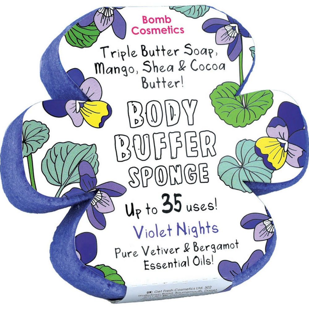 Sapun exfoliant cu burete Violet Nights Body Buffer, Bomb Cosmetics