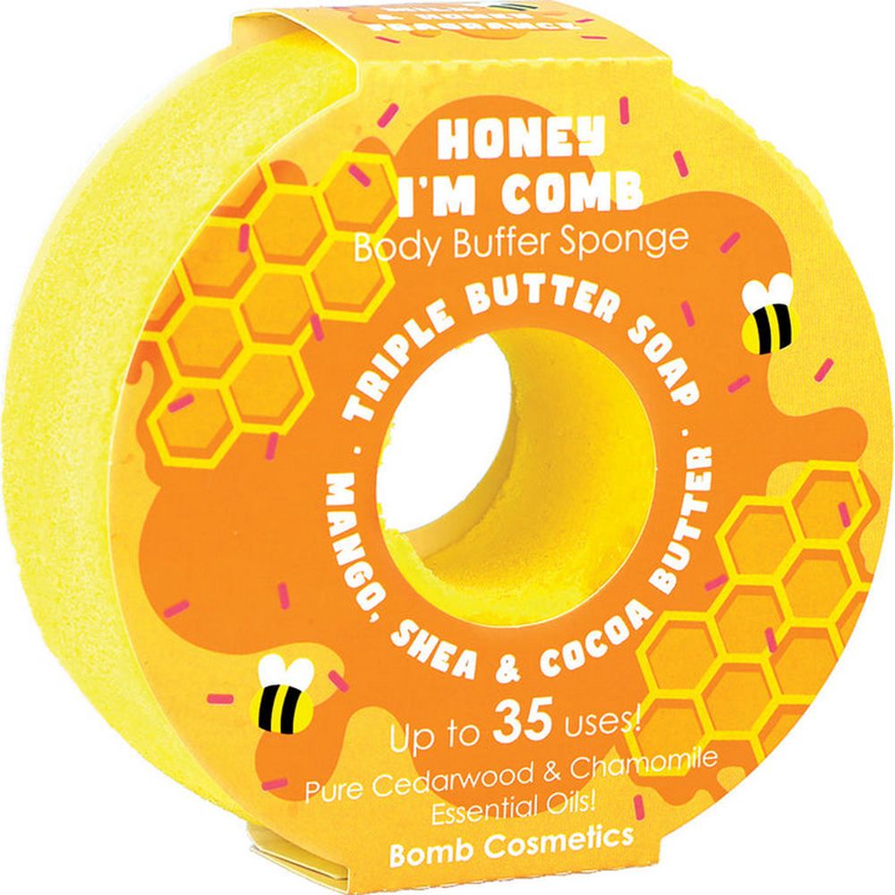 Sapun exfoliant cu burete Honey I'm Comb Donut Body Bufffer, Bomb Cosmetics