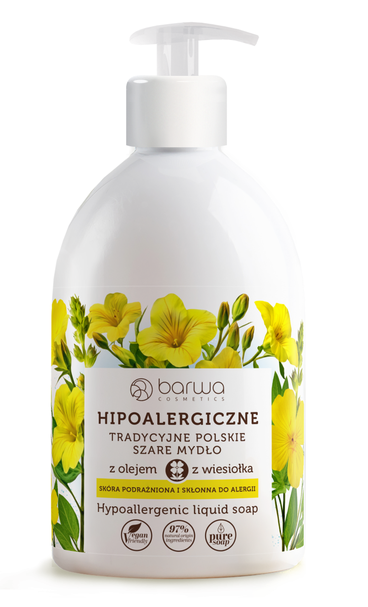 Sapun lichid hipoalergenic cu ulei de primula, piele predispusa la alergii, Barwa Cosmetics, 500 ml