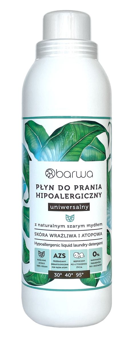 Detergent lichid hipoalergenic universal pentru rufe pe baza de sapun natural, Barwa Cosmetics, 1000 ml