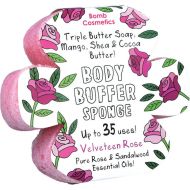 Sapun exfoliant cu burete Velveteen Rose Body Buffer, Bomb Cosmetics