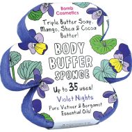 Sapun exfoliant cu burete Violet Nights Body Buffer, Bomb Cosmetics